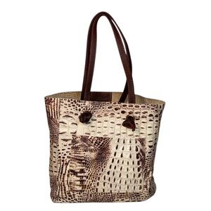 Canoe Leather Tote Tan Brown Gold